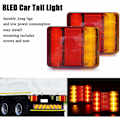 Miniatyrbilde 2 av 5: Tilhenger baklykt, 12V 8 LED IP65 Vanntett Multifunksjonell Lastebil Tilhenger Bremslys 2 stk