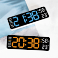 Miniatyrbild 2 av 5: Stor Digital Väggklocka Temperatur och Luftfuktighet Vecka Display Elektronisk LED Bord Väckarklocka 12/24H Orange