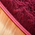 Miniatyrbilde 3 av 5: Moderne stuegulvteppe, supermykt rundt soveromsteppe, fluffy fløyel, fluffy innendørs teppe, myk langhåret dekorativ stol pute sofa pute (vinrød,