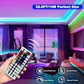 Miniatyrbilde 2 av 4: 10M LED-stripe, LED Soverom RGB LED-stripe Lysstripe LED-stripe for Soverom 300 LEDer 5050 RGB IP65 Vanntett 44-knappers fjernkontroll (10m)
