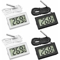Miniatyrbillede 1 af 5: Mini digitalt LCD-termometer med temperaturføler-sensor-tester til køleskabe, frysere, akvarier (2x sort, 2x hvid)