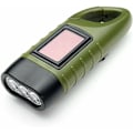 Miniatyrbillede 3 af 5: Genopladelig solcelle lommelygte (2 stk.), LED nødlys dynamo håndsving lommelygte med karabinhage til vandreture rejse camping klatring, (army grøn)