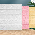 Pikkukuva 2 / 5: 20 kpl sarja 35X38.5 cm 3D seinätarra itseliimautuva vaahtomuovitiili huoneen sisustus DIY tapetti seinäkoristetarra, harmaa musta