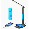 Pikkukuva 1 / 5: LED-pöytälamppu 10W langattomalla latauksella ja USB-latausportilla, 3 värilämpötilaa, 3 kirkkaustasoa, kosketusohjaus, aika, lämpötila, kello hauskaa