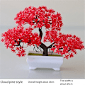 Miniatyrbillede 2 af 5: 2 stk. Kunstige Bonsai-Planter i Plastik Potte, Falske Planteblomster Pottede Ornamenter til Soveværelse Bord, Grøn