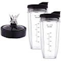 Miniatyrbillede 1 af 5: 24 Oz Kopper med To-Go Låg, 7-Fin Ekstraktorblad, til Nutri Ninja Auto IQ Blender BN801 SS101 BL480-30 BL641 BL642-30