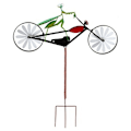 Miniatyrbillede 4 af 5: Vintage cykel vindmølle, metalpar roterende kunst, kat og mus, vejrhaner med rustfrit stål, guldsmed