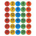Pikkukuva 1 / 2: 30 numerolla varustettua mattomerkkiä.