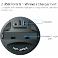 Miniatyrbilde 5 av 5: Trådløs Bil Lader Koppbærer, 2 i 1 Qi Rask Trådløs Bil Lader med USB Port Telefonholder Stativ Lading Holder for iPhone Samsung