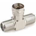 Miniatyrbillede 3 af 5: Type Han til 2 Hun 3 Vejs Koaksialkabel Splitter Konnektor Adapter, f-stik indendørs TV-antennekabel stik - 2-pak