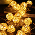 Miniatyrbild 1 av 5: Inomhus String Lights 40 Varmt Vita LED Rattan Bollar IP20 Klassificering 5M Jul Hem Sovrum Vardagsrum Dekoration