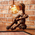 Miniatyrbilde 2 av 5: Robot skrivebordslampe Retro industriell skrivebordslampe Kreativ metall jernrør lysbesparende skrivebordslampe Sengelampe nattlampe LED skrivebordslampe，（1 stk，uten pære）