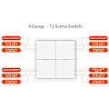 Miniatyrbillede 2 af 5: 4-knaps Tuya ZigBee trådløs 12-scene-kontakt trykknap batteridrevet controller automatiseringsscenarie til Tuya-enheder