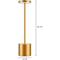 Miniatyrbilde 3 av 5: Trådløs Bordlampe, 6000mAh Oppladbart Batteri, 2 Lysstyrkenivåer, Metall Nattlampe, for Stue, Soverom, Kontor, Studio (Gull)