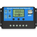 Miniatyrbild 1 av 5: Solcellsladdningsregulator - Intelligent Solpanelbatteriregulator med Dubbla USB-portar, Multifunktionell Justerbar LCD-display Gatulampastyrning