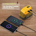 Miniatyrbilde 3 av 5: Batteriadapter for Dewalt 14.4V/18V/20V Lithium-Ion batteri, DC-kontakt og LED-arbeidslys og dobbel USB-lader, strømforsyning, kompatibel med D