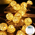Miniatyrbillede 1 af 5: LED Rattan Kuglelys, 5 m, 40 LED'er, Stænger, Vandtæt, IP44 Rattan Kugler, Lysguirlande, Julepynt til Bryllup, Plæne, Jul, Hjem,