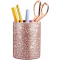 Miniatyrbild 2 av 5: Pennkopp, PU-pennhållare, sminkborsthållare, sminkborsteförvaringskopp, PU-glitterpennhållare, PU-glitterrosa pennkoppshållare för kvinnor och flickor