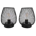 Miniatyrbillede 2 af 5: Metal Bur Lampe, Trådløs Accent Lampe med LED Pære Sengebord Batteri Lys til Bryllup Have (Æg Form)