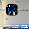 Miniatyrbild 4 av 5: 13 Tums Väggklocka Justerbar Ljusstyrka Fjärrkontroll LED Elektronisk Digital Klocka Dubbel Alarmklocka Vardagsrum-C