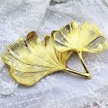 Miniatyrbilde 5 av 5: Dekorativt brett i gullblad med ginkgo biloba-blad, skuff eller skrivebordsdekorativt fat, arrangørskuff for halskjede, ring