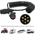 Miniatyrbilde 5 av 5: 7-polet tilhengerforlengelseskabel med spiral, tilhengeradapter strømuttak, 7-leder elektrisk ledningskabelkontakt for tilhenger campingvogn