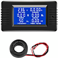 Miniatyrbillede 2 af 5: LCD Digital Amperemeter Voltmeter AC 80-260V 100A, 6-i-1 Strømmåler Husholdningsel Målerpanel, Lukket Type Energimåler CT Strømmåler