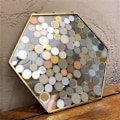 Miniatyrbild 4 av 5: Hexagonal spargris för myntförvaring, klar glasfotoram, väggdekor, retro myntfotoram
