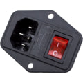 Miniatyrbillede 4 af 5: Han-stikkontakt med afbryder og sikring, 3-benet, 10A, 250V, C14 IEC320