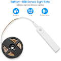 Miniatyrbild 1 av 5: 2M LED-remsa med rörelsesensor, 120 LED-lampor, dimbar, batteridriven, självhäftande, för kök, skåp