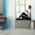 Miniatyrbild 5 av 5: Set med 2 Voile-gardiner, Öglegardin Dekoration, 132×213 CM, Gradient Färg för Barn Flickor Sovrum Vardagsrum Hem Fönster Balkong, Blå