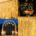 Miniatyrbilde 2 av 5: LED lysgardin, 3 m x 2 m, 200 LED, USB, 8 moduser med fjernkontroll, lysende julekrans for soverom, interiørdekorasjon, utendørs, fest, bryllup
