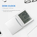 Miniatyrbild 5 av 5: Mini resealarmklocka, hopfällbar digital LCD-skärm skrivbordsklockor med snooze-bakgrundsbelysning temperatur datum timer 12/24 timmar