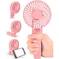 Miniatyrbillede 1 af 4: Foldbar bærbar ventilator, USB-opladelig ventilator med batteri, lyserød lille ventilator med ledning