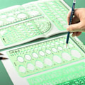 Pikkukuva 4 / 5: Sarja 6 Normografiaa luonnoksiin ja kaavioihin - Technic Shape Tracing - Ympyrät, kolmiot, neliöt, suorakaiteet Stencil - 10 Geometrisia muotoja Erilaisia