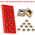 Miniatyrbilde 3 av 5: Eske med 10 stk. roterende innleggsskjær CNC Karbidinnlegg CCMT060204-HM YBC251 Dreieverktøy Trådforming for stål for dreiebenker, freser