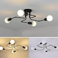 Miniatyrbilde 5 av 5: Moderne taklamper Industriell metallbelysning, 4 lamper E27 LED taklampe, moderne svart taklampe for stue soverom