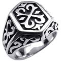 Miniatyrbillede 1 af 5: Thors hammer mønster ring i rustfrit stål til Farve: Sort og sølv, . 68 (21,6 mm)