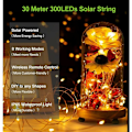 Miniatyrbilde 2 av 5: Utendørs Solcellelysstreng 30m 300 LED Fjernkontroll med 8 Lysmoduser Vanntette Solcellelysstreng for Hage Patio Balkong Hage Jul