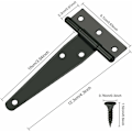 Miniatyrbillede 4 af 5: 6 stk. Skur-Dørhængsler Heavy Duty Strap Tee Hængsel 100mm/4Inch Rustfri T Hængsler Portdør Lade Smedejernsarbejde med 36 stk. Skruer til Porte Skur Døre Vindue