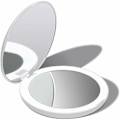 Miniatyrbild 1 av 4: LED-upplyst fickspiegel, 1x / 10x förstoring - Sminkhandspegel med naturligt ljus, 9 cm diameter, kompakt och bärbar för resor, vit