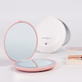 Miniatyrbilde 2 av 4: Dobbeltsidig Sminke Speil LED Speil Dobbeltsidig Kosmetikkspeil Foldbar LED Lampe USB Lading Speil Rosa -