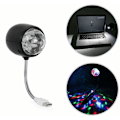 Pikkukuva 2 / 5: USB-diskopallo, RGB-värinen pyörivä LED-juhlalamppu 3 W:n kirjan kanssa, USB-käyttöinen (musta)
