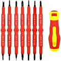 Miniatyrbilde 1 av 5: Isolert Skrutrekkersett for Elektrikere, 7 deler - Solid og Multifunksjonelt Sett (14 i 1) i Krom Vanadium Legering, 500V