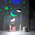 Miniatyrbillede 5 af 5: Børne skrivebordslampe, Studie bordslampe med penneholder, Automatisk farveskiftende natlampe, Dæmpbar genopladelig LED læselampe til børn (Hvid)