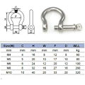 Miniatyrbillede 4 af 5: M5 Rustfrit Stål Shackle lige Rustfrit Stål Rem, (10 stk)
