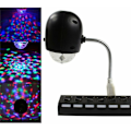 Pikkukuva 4 / 5: USB-diskopallo, RGB-värinen pyörivä LED-juhlalamppu 3 W:n kirjan kanssa, USB-käyttöinen (musta)