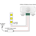 Miniatyrbild 5 av 5: DC 12V/24V 8A Kropp Infraröd PIR Rörelsesensor Switch LED Auto Ljusremsa, PIR Sensor LED Rörelsesensor Switch