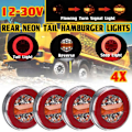 Miniatyrbillede 2 af 5: 4X 43 LED Hamburger Rund Flow Blinklys Baglygte Til Lastbil Trailer 12-30V IP67