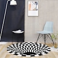 Miniatyrbild 2 av 5: Illusion Mattan Fångar Effekten 3D Hål Botten Rund Mattan Svart Vit Rutnät Sovrum Rum Halkfri Golvmatta-C